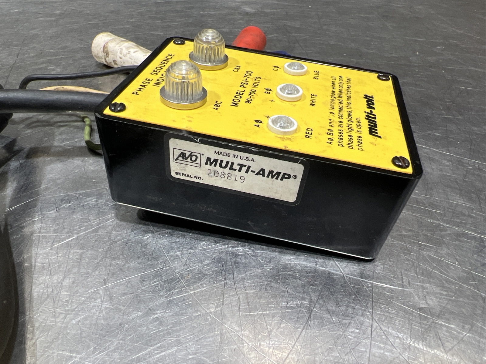 MULTI-VOLT Megger PSI-700 PHASE SEQUENCE ROTATION INDICATOR Used Surplus
