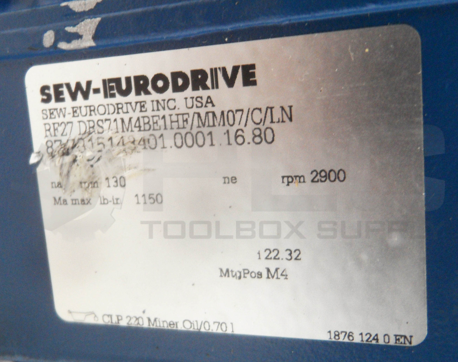 NEW SEW EURODRIVE RF27 DRS71M4BE1HF/MM07/C/LN MOTOR W/ GEARBOX *READ*