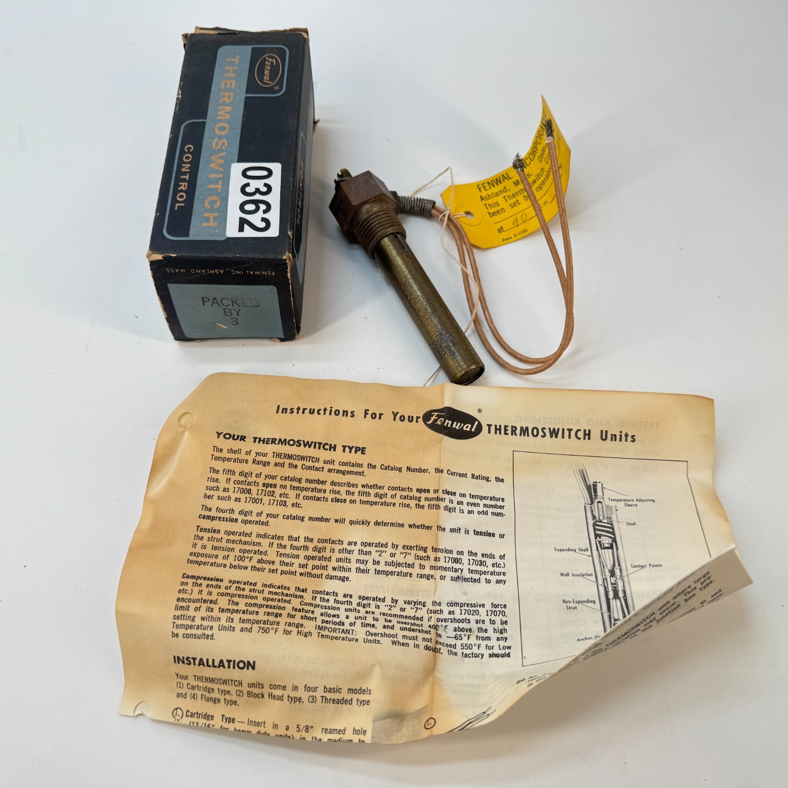Fenwal Thermoswitch 17121-0 Thermostat 90 Degree F