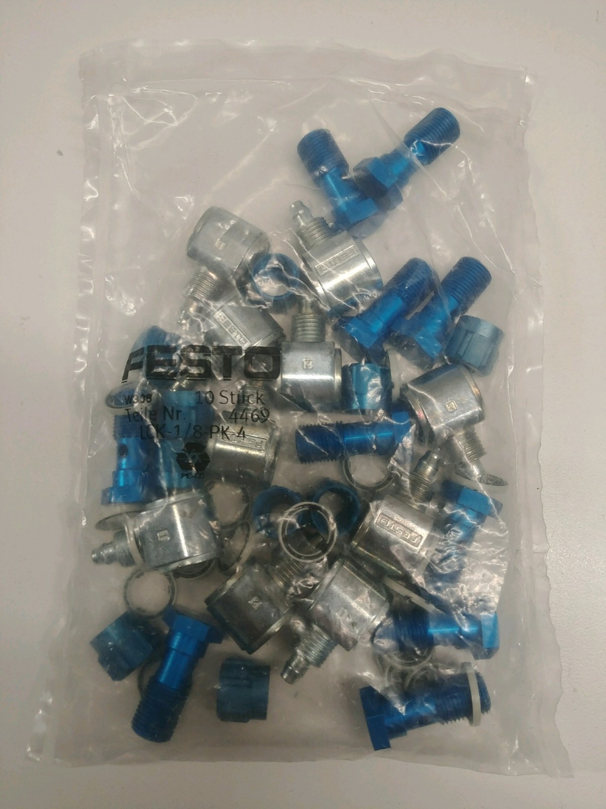 LOT OF (10) NEW IN BAG! FESTO 1/8″ QUICK CONNECT ELBOWS LCK-1/8-PK-4 4469