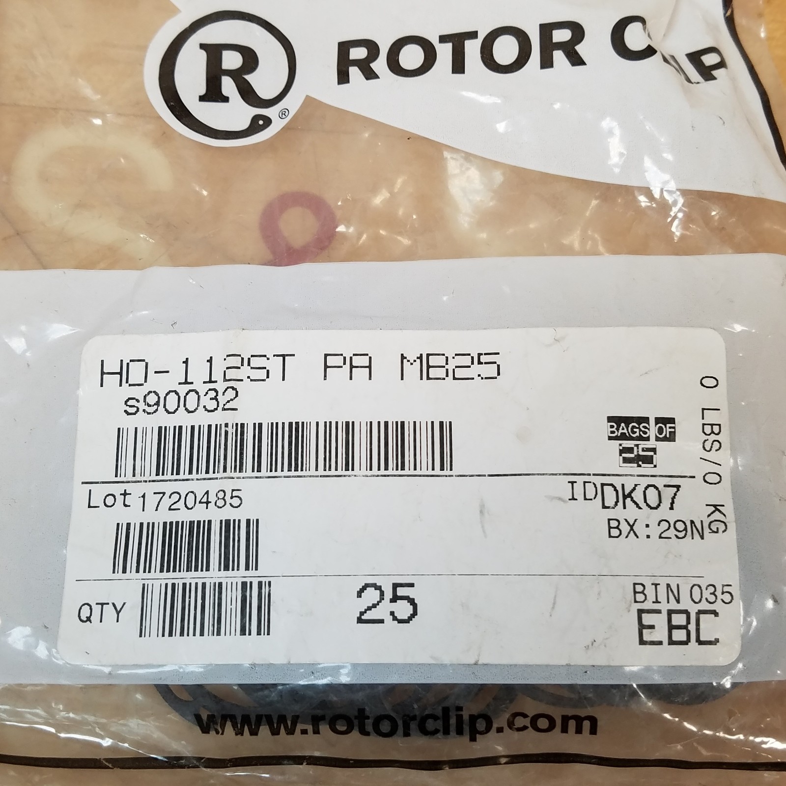 Rotor Clip HO-112ST PA MB25Rotor Clip Retaining Ring, 1-1/8″ ID, Black Phosphate