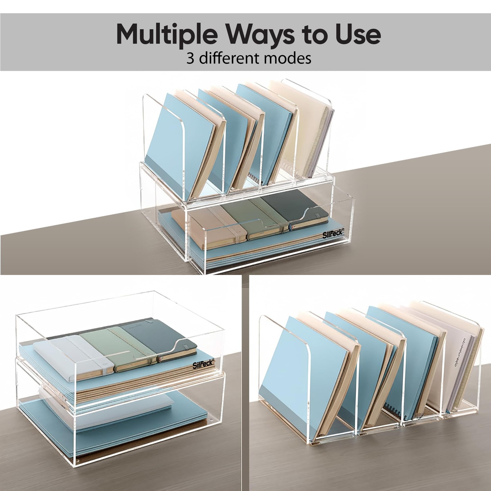 Acrylic Desktop Organizer Easy-Access Drawer I Clear Storage