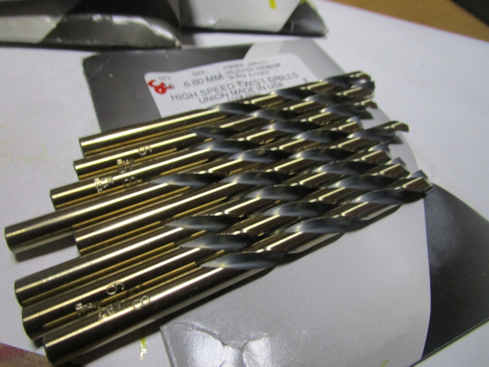6.80mm x 105.0mm OAL 135° Split Black / Gold High Speed Steel Jobber QTY 8