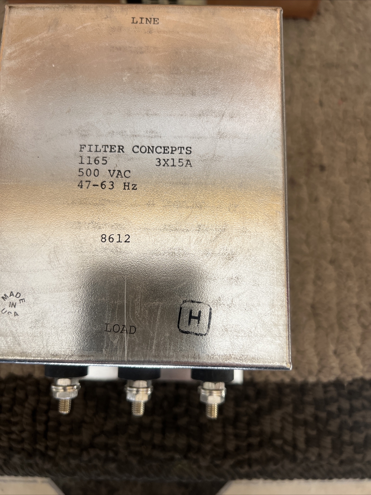 Filter Concepts 1165 EMI Line Filter 500 VAC 3x15A 47-63 HZ New in Box.