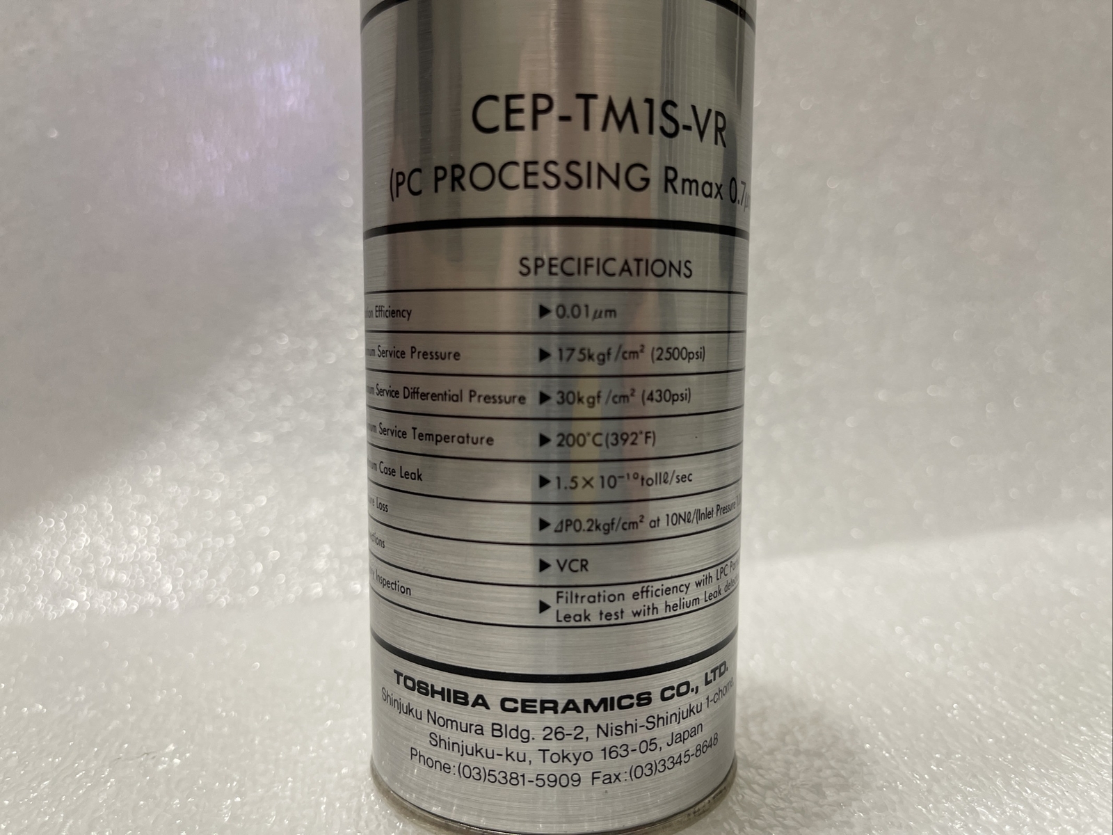 New,TOSHIBA CEP-TM1S-VR-PC Processing Rmax 0.7Mm, CE Pure In-Line Gas Filter.