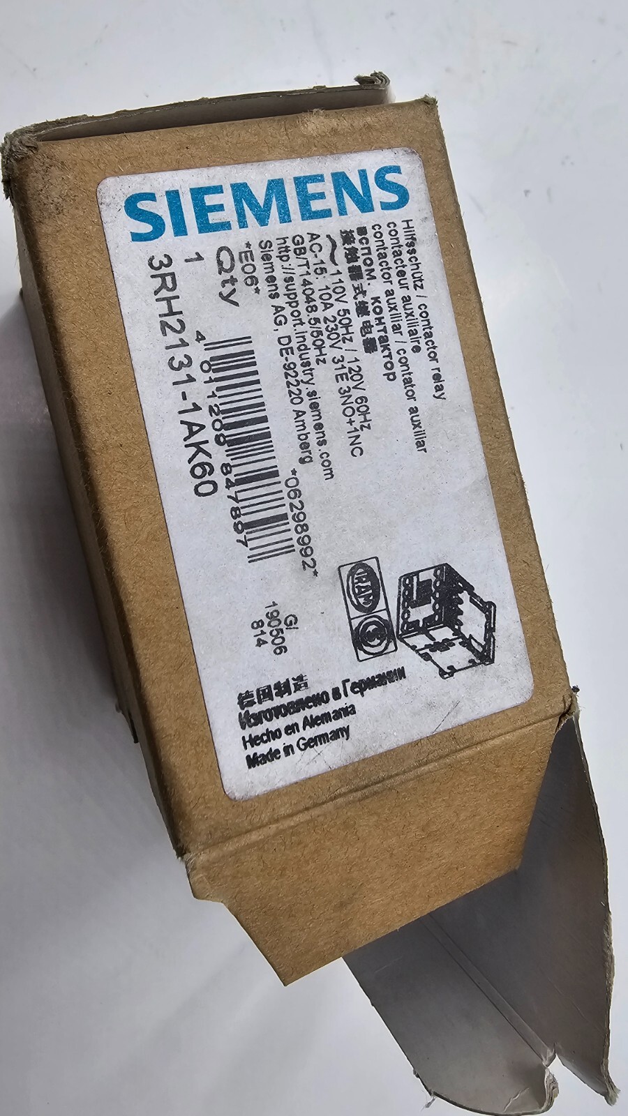 Siemens Sirius Contactor Relay 110V 50Hz/120V 60Hz 3RH2131-1AK60