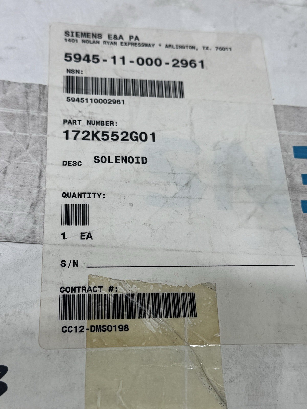 Siemens Solenoid Level Change Assembly 172K552G01 Solystic 8.10.BJ.45 Q20E-78017