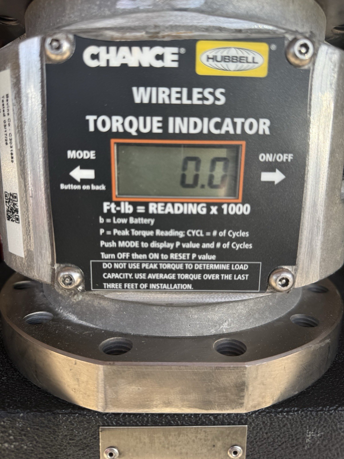Hubbell Chance Digital Wireless Torque Indicator Smart App Connectivity C3031836