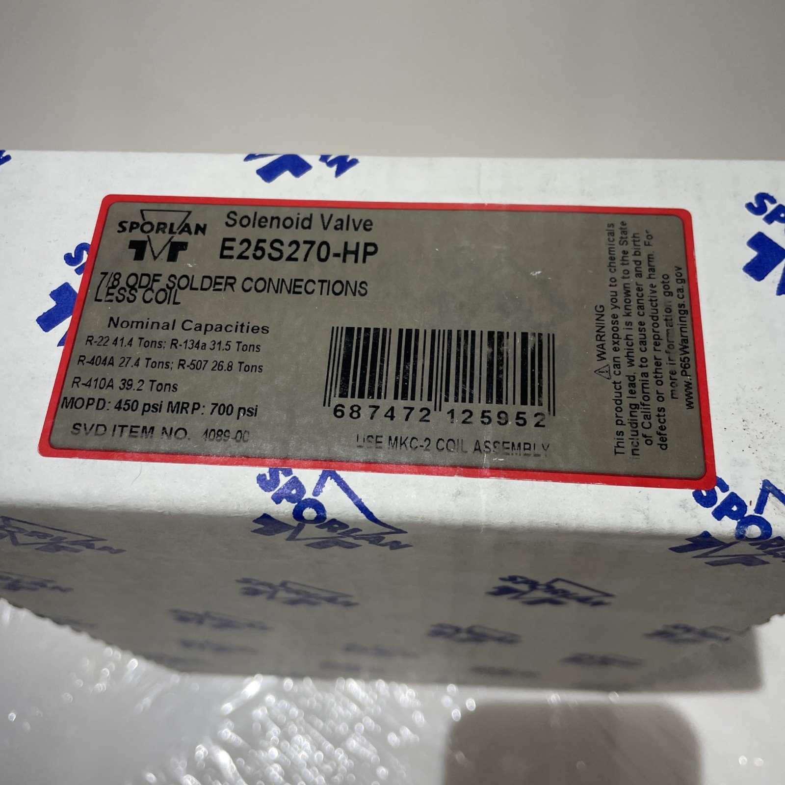 Sporlan E25S270-HP 4089-00 Solenoid Valve