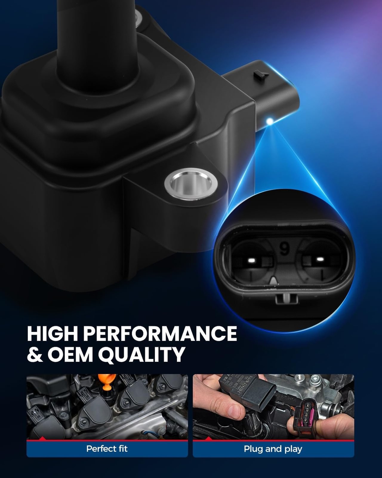 KAX 8-Pack Ignition Coil Pack & Iridium Spark Plugs Kit w/Magnetic Socket Com…