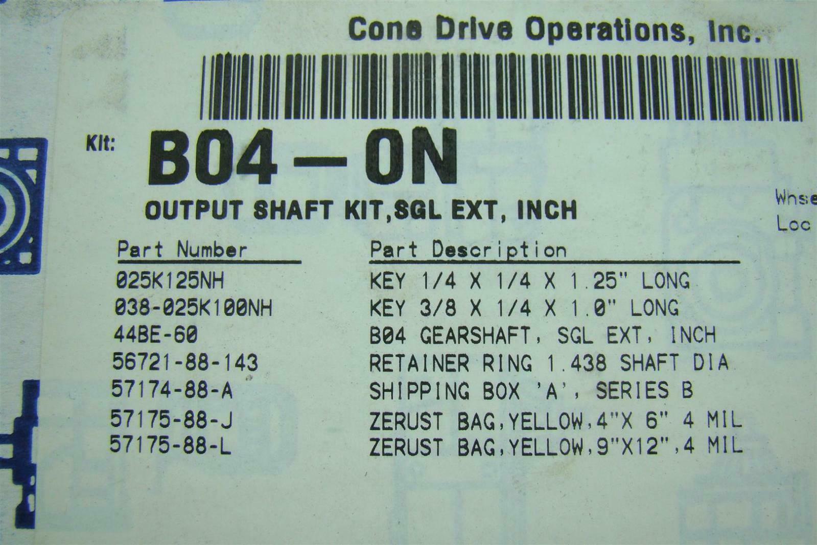 Cone Drive Operations Gearbox Output Shaft Kit B04-0N
