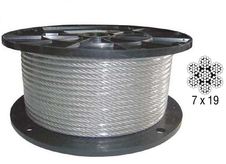 3/16-1/4 7X19 Vinyl Coated Cable X 100 FT Wire Rope Galvanized