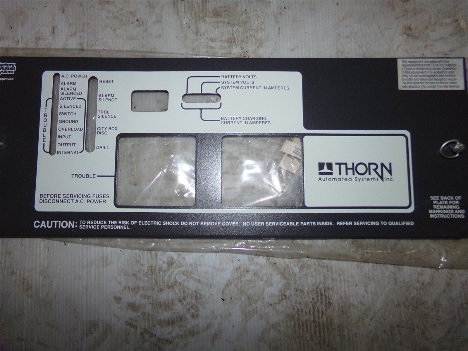 Thorn KDR-100 18700019 Fire Control Panel Cover *FREE SHIPPING*
