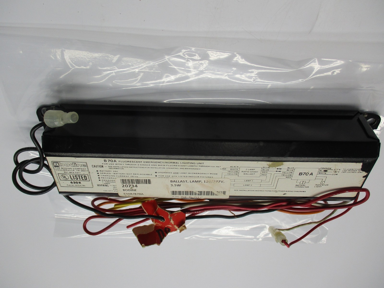 BODINE 630R/B70A BALLAST UNMP