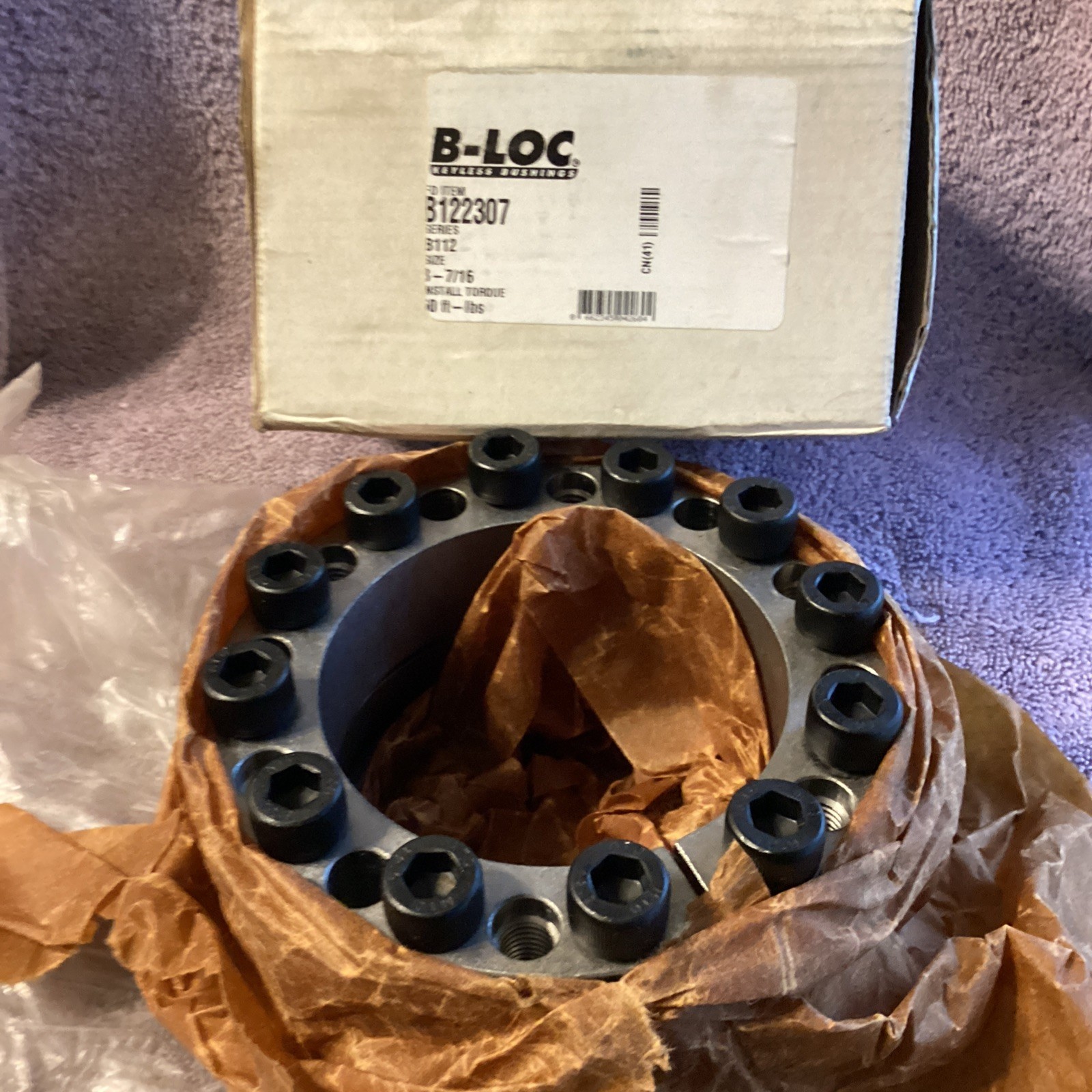 FENNER DRIVES…B122307…3-7/16”…series B112…Keyless Bushing…NEW