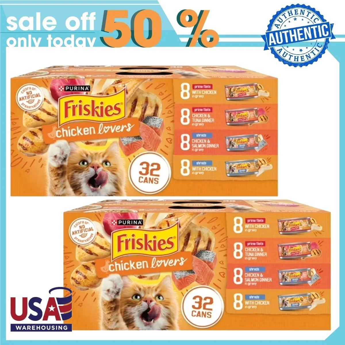 2PACK Purina Friskies Gravy Wet Cat Food Variety Pack, Chicken Lovers Prime,32ct