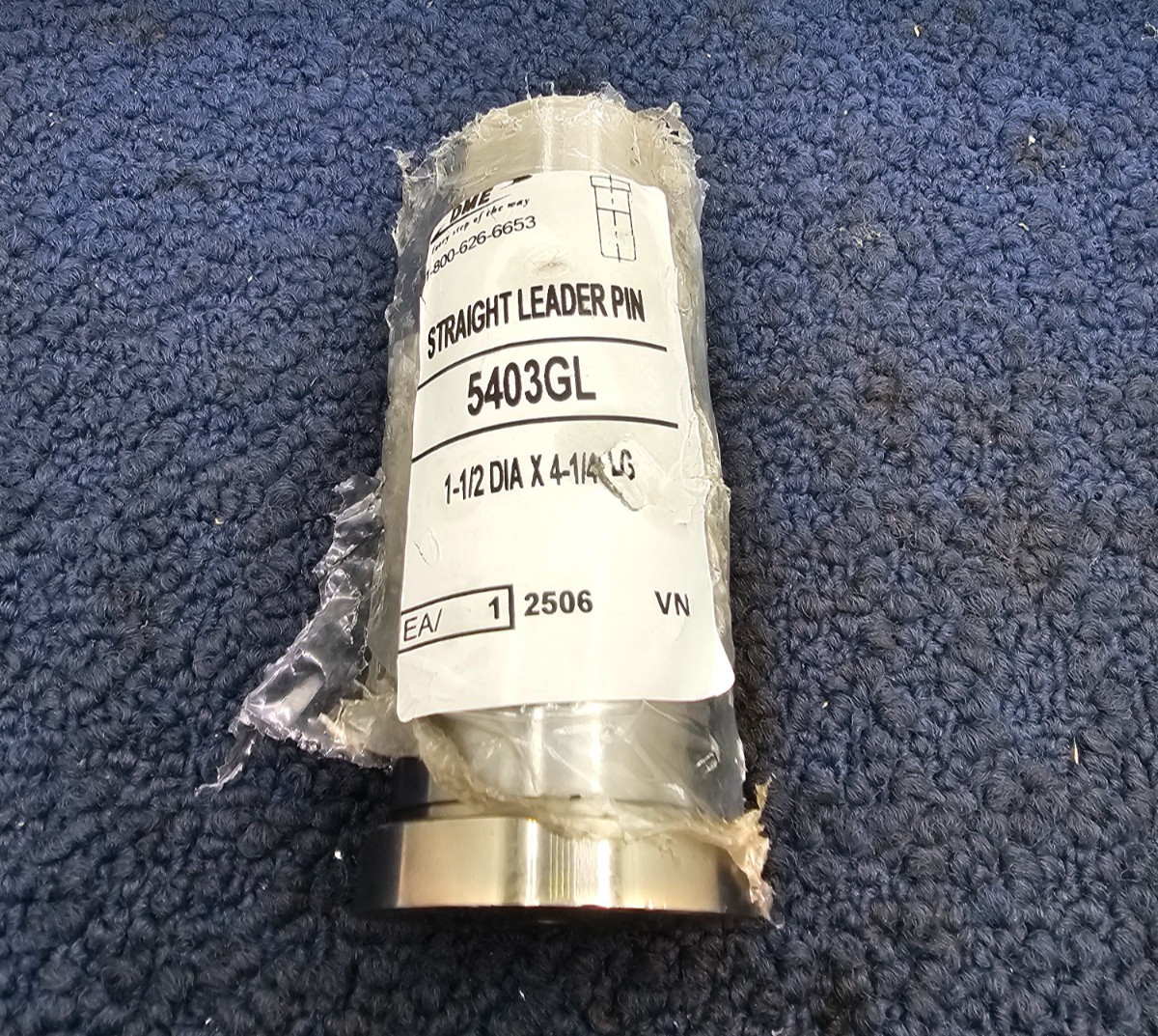 DME 5403GL: 1-1/2 in. Dia. x 4-1/4 in. Length Straight Leader Pin CRS Carburized
