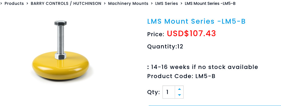 One VLIER Leveling /Isolation Mount Pad #LM5B (6.3 INCH OD )