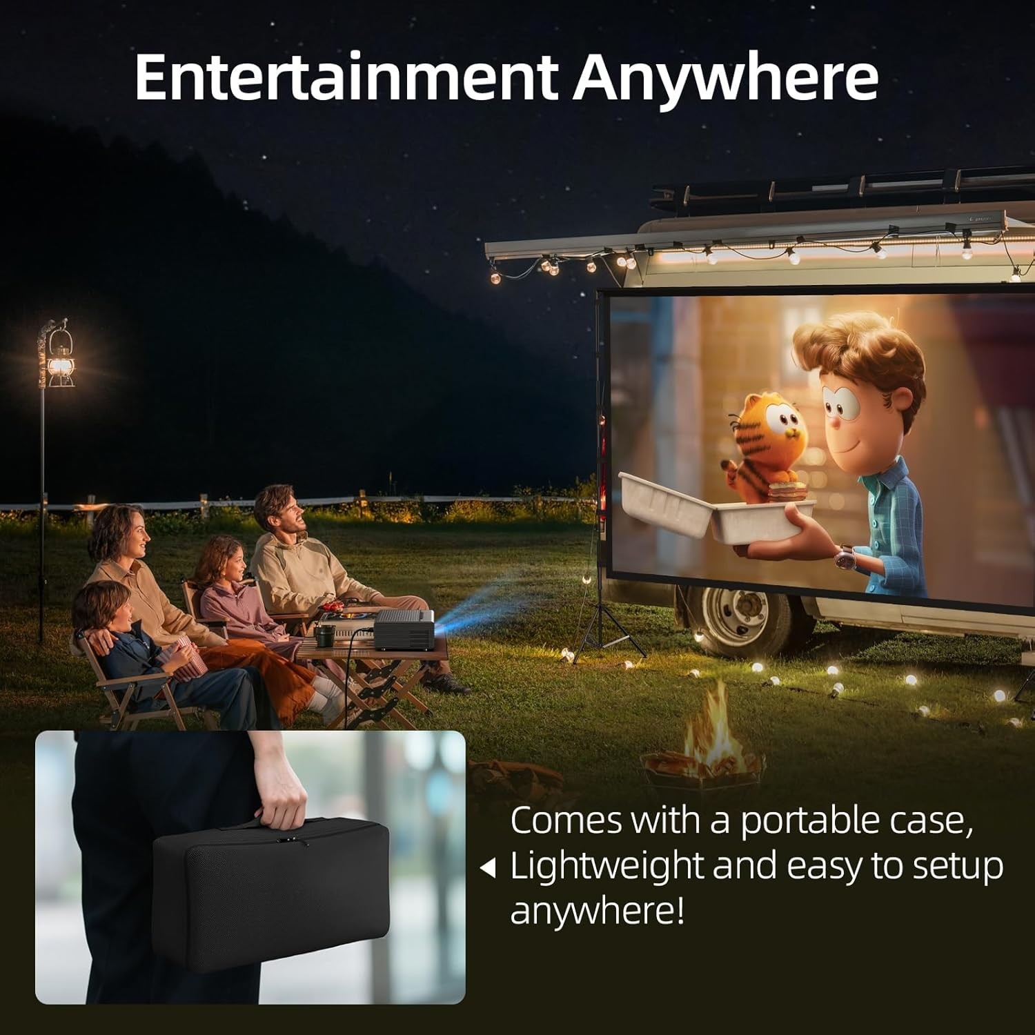 Portable 120″ Outdoor Projector Screen with Aluminum Stand & Carry Bag – Foldabl