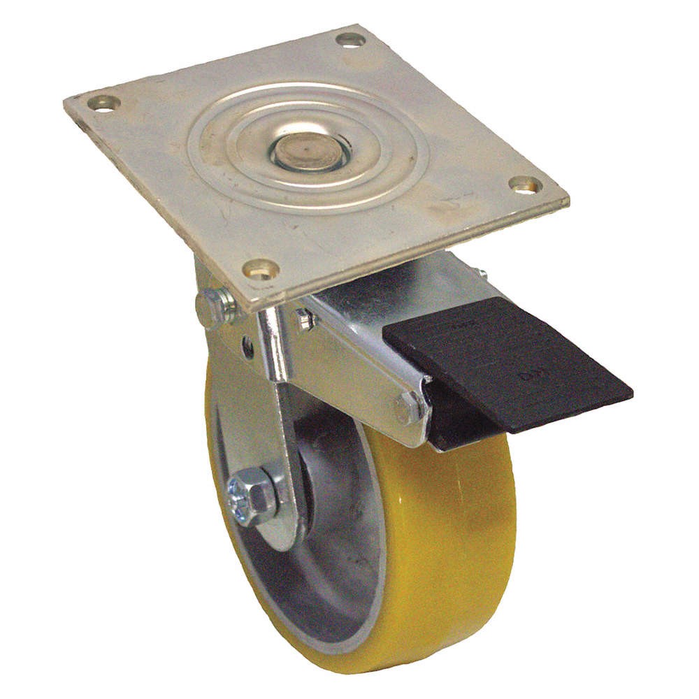 GRAINGER APPROVED P21S-UA060R-15-TBF Plate Caster,Swivel,Polyurethane,7 1/2″H 48