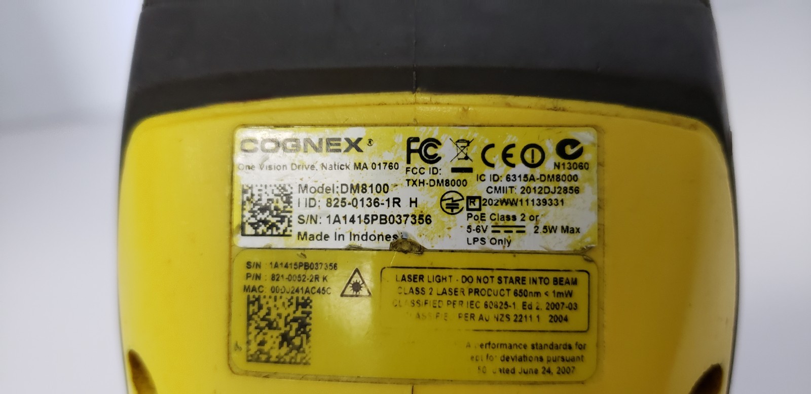 COGNEX DM8100 HANDHELD BARCODE READER/SCANNER, 825-0136-1R H