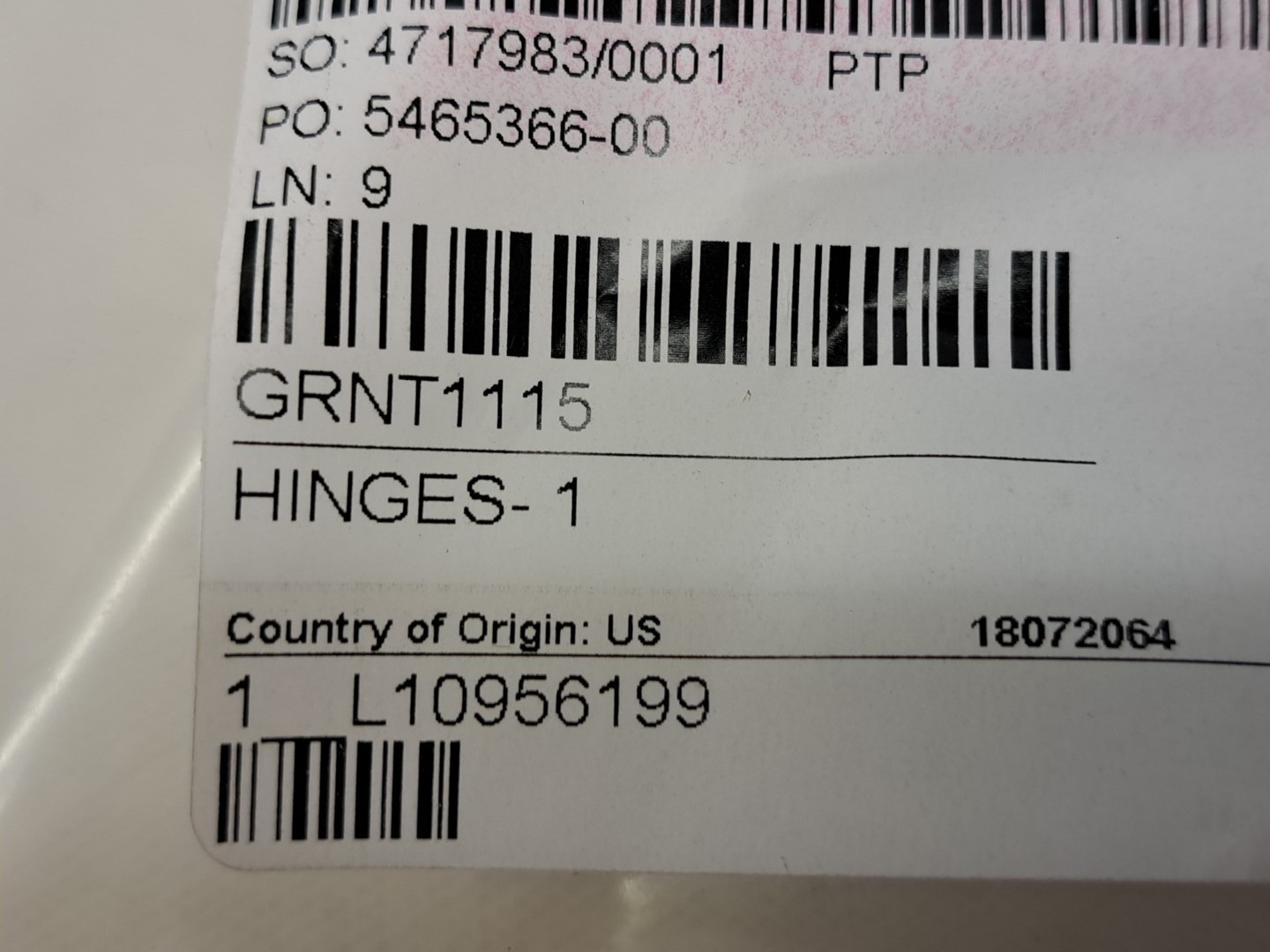 Groen GRNT1115 single hinge NEW, no box