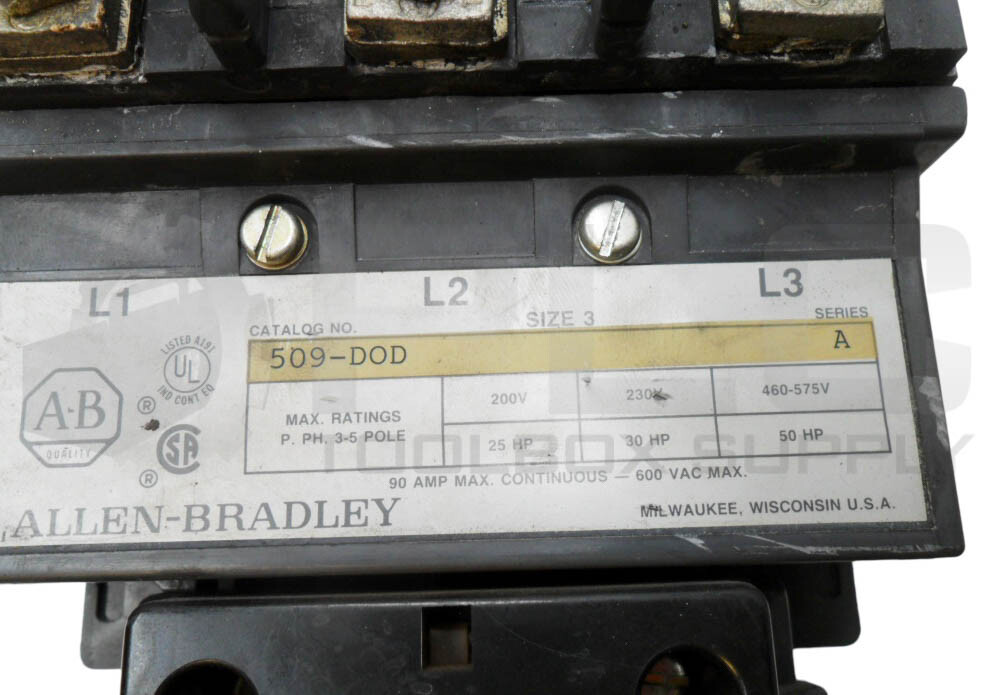ALLEN BRADLEY 509-DOD /A CONTACTOR W/ CD236 W/ 595-AA /B W/ 595-A /B