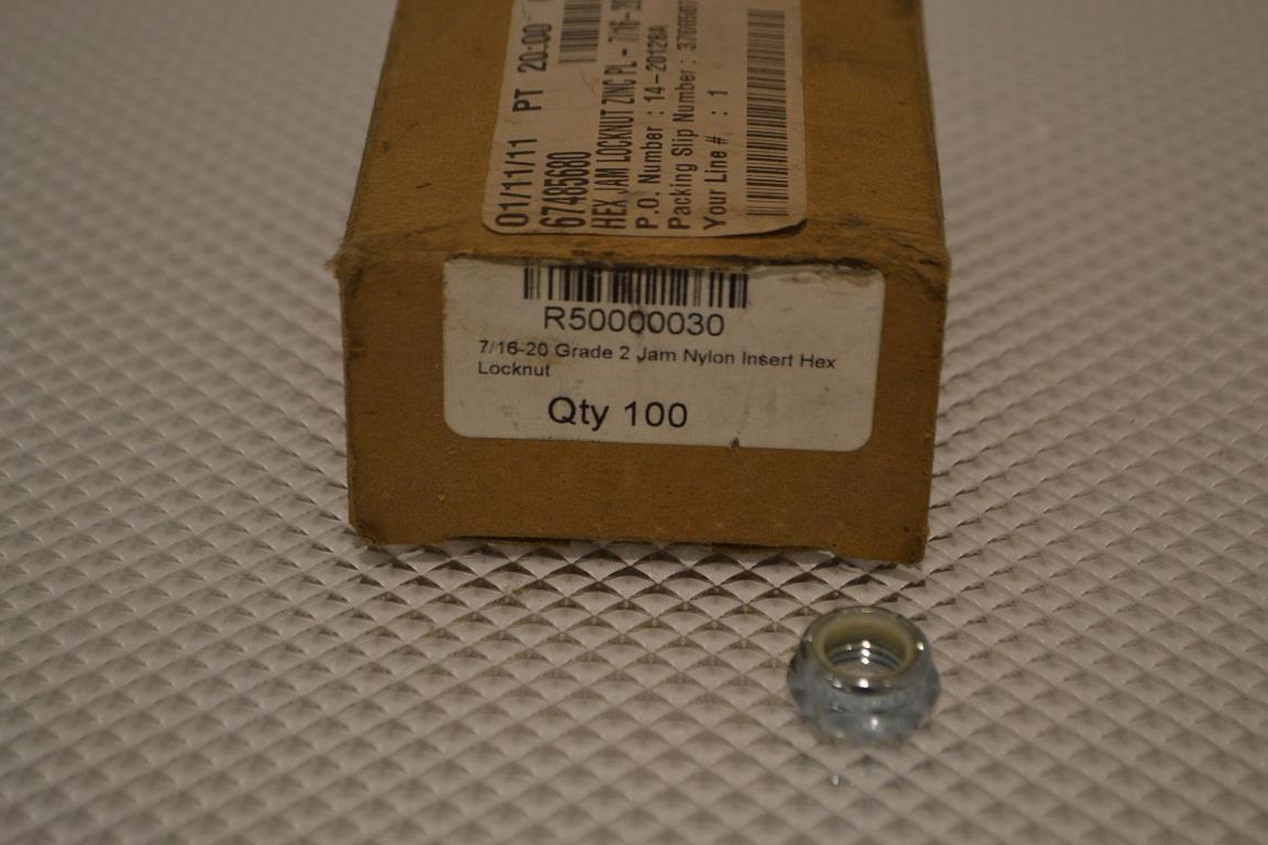 ONE NEW BOX OF 100 HEX JAM NUTS. 7/16-20
