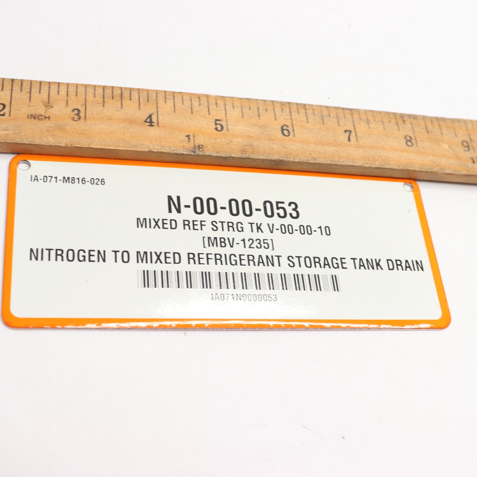 Nitrogen To Mixed Refrigerant Storage Tank Drain Plate IA-071-M816-026
