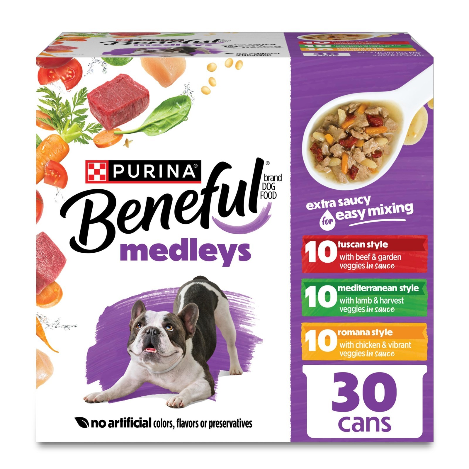 Purina Beneful Medleys Wet Dog Food Variety Pack, (Pack of 90) 3 oz. Cans