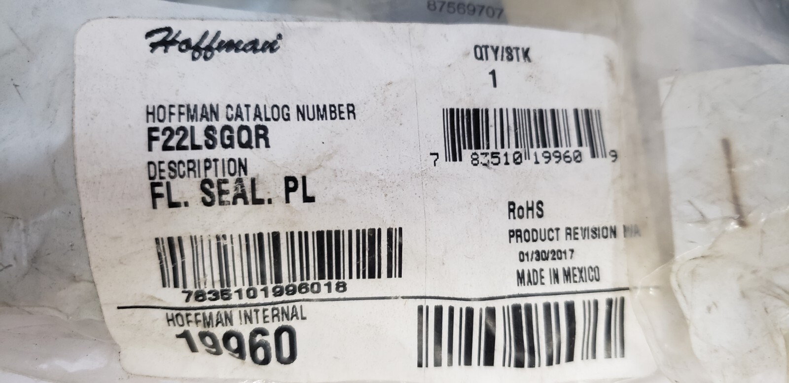 HOFFMAN F22LSGQR FLAT QUICK RELEASE SEALING PLATE, 2-1/2 x 2-1/2″ (LOT OF 2) NIB