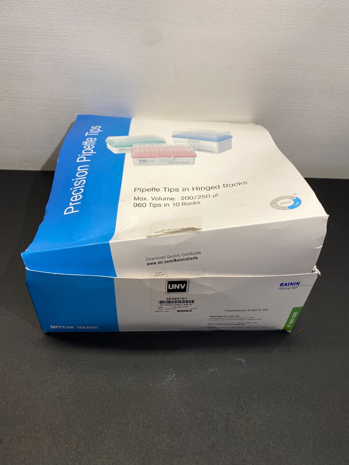 Mettler Toledo Rainin 30389191 Precision 250uL Pipette Tips RT-UNV-A 960/10