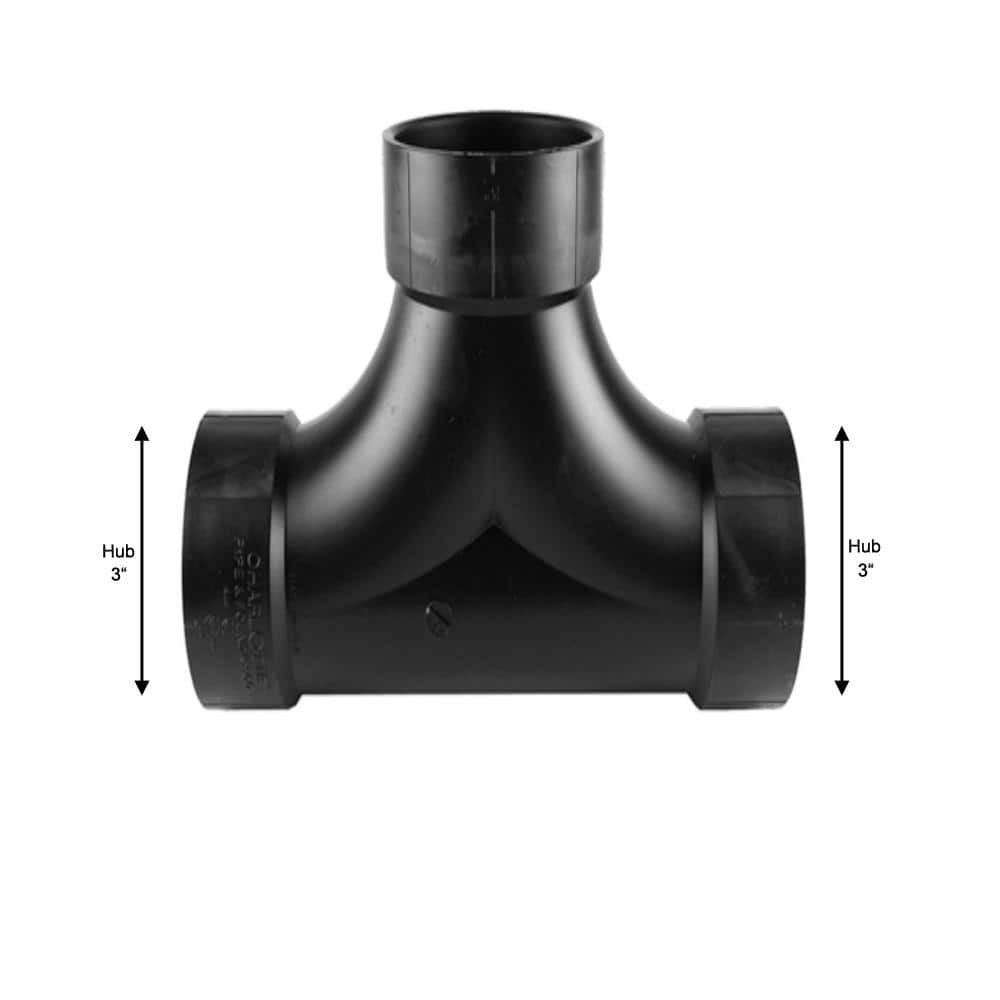 Charlotte Pipe 3 in. ABS DWV Hub x Hub x Hub 2-Way Cleanout