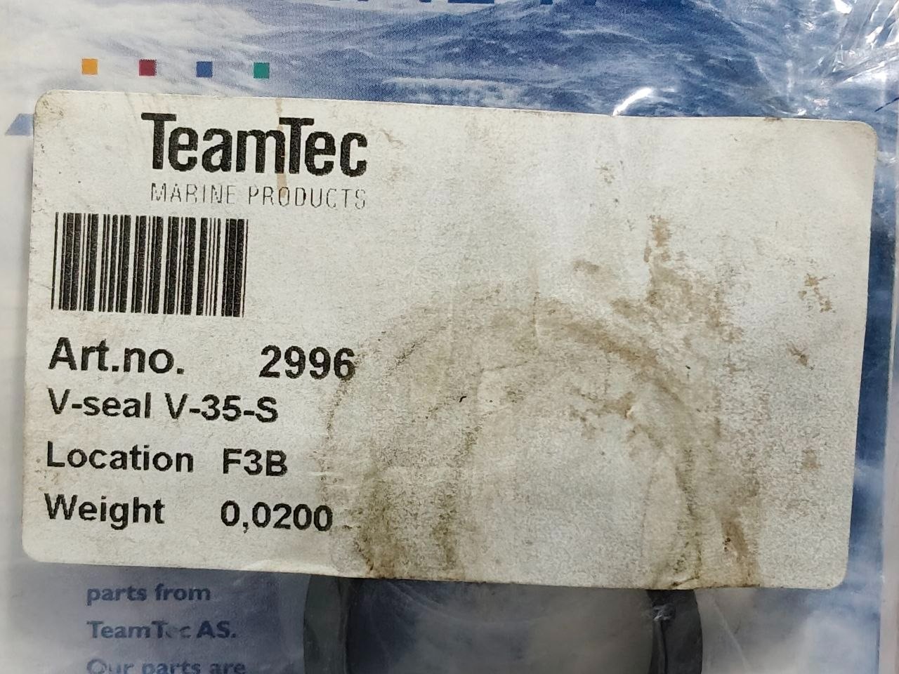 Teamtec V-35-S V-Ring Seal 2996 V-35-S12 (Unused New)