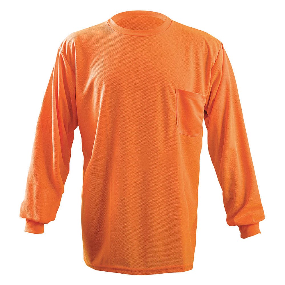 OCCUNOMIX LUX-XLSPB-OL Long Sleeve T-Shirt,L,Orange,Polyester 448J85