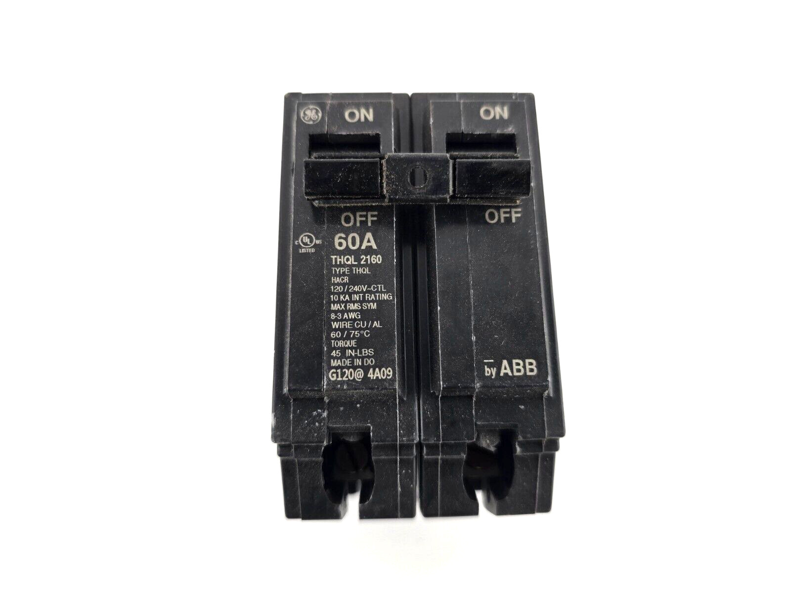 GE THQL2160 2 Pole 60Amp 120/240VAC Plug In Molded Case General Electric Breaker