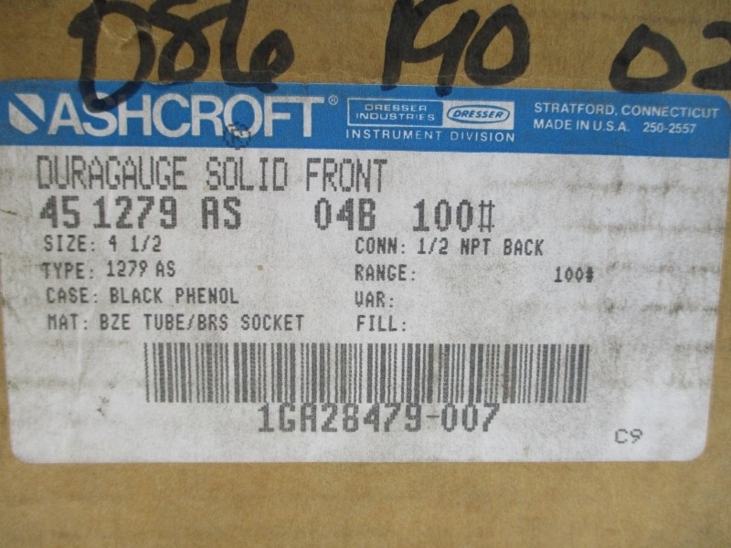 ASHCROFT 45-1279-AS-04B-100# 0-100PSI 4-1/2″ NSMP