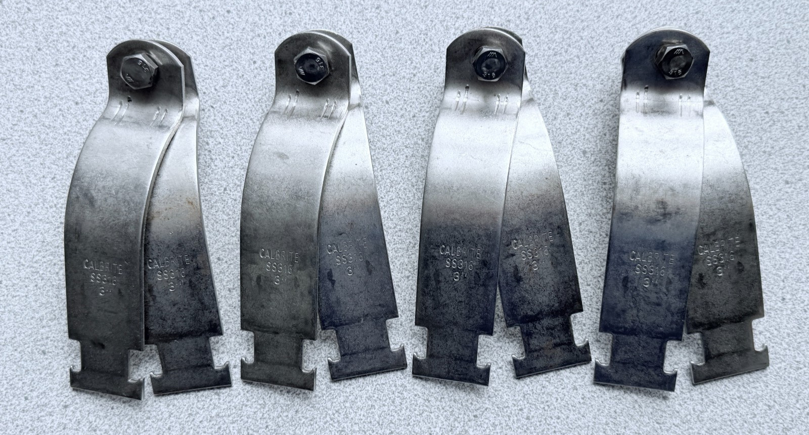 NEW Lot of 4 CALBRITE S63000SC00 Stainless Steel 3” SS316 Strut Clamp Sets