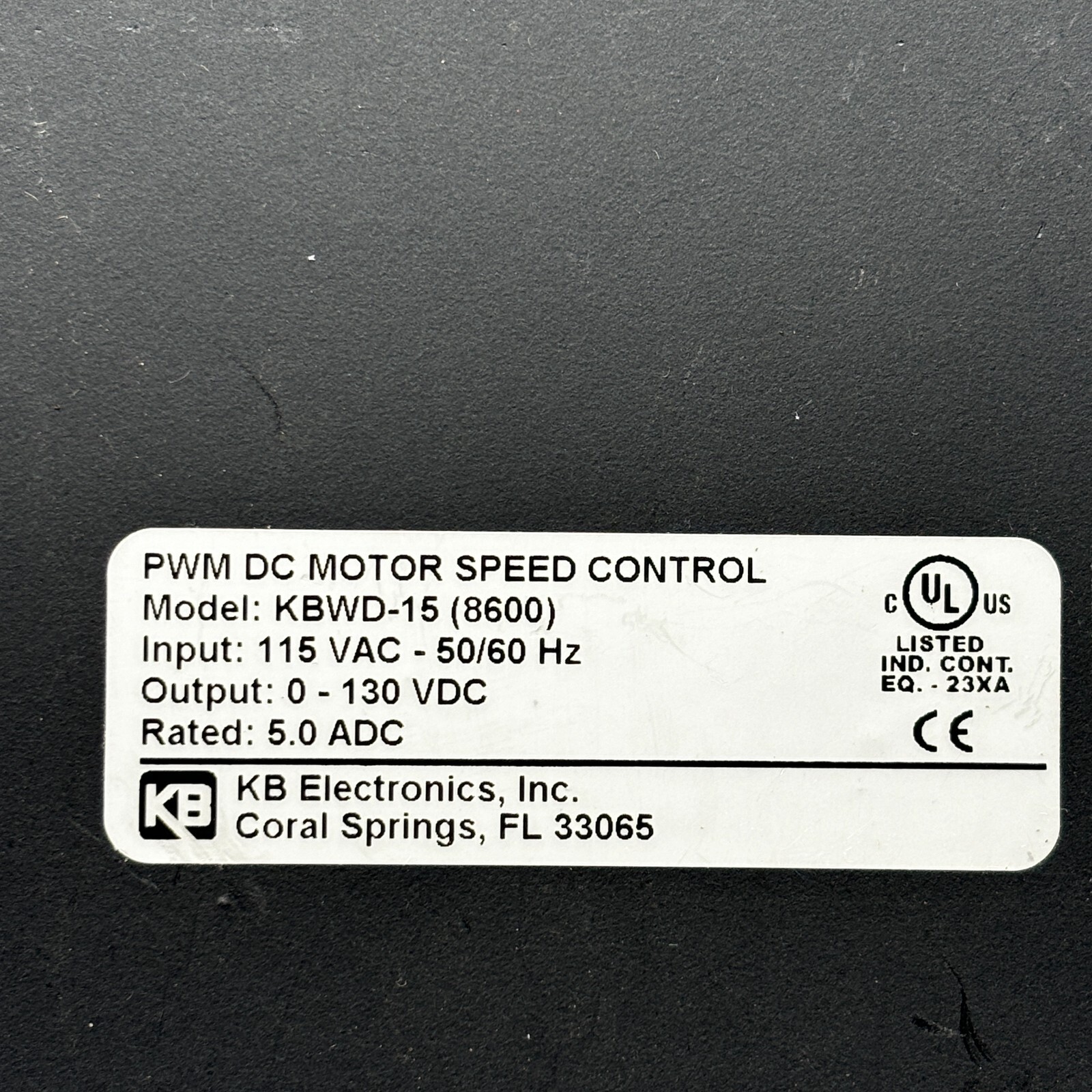 KB ELECTRONICS KBWD-15 (8600) PWM DC MOTOR SPEED CONTROL 115VAC 50/60HZ🔔