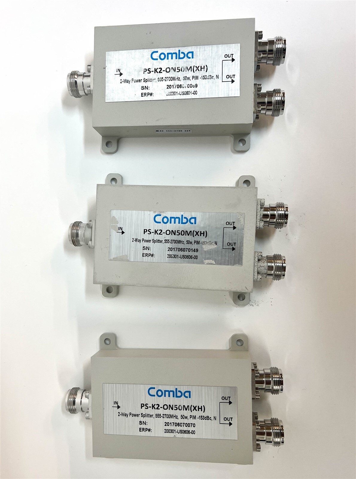 Comba PS-K4-ON50M(XH) Antenna 2 Way Power Splitter LOT of 3 New (10030M