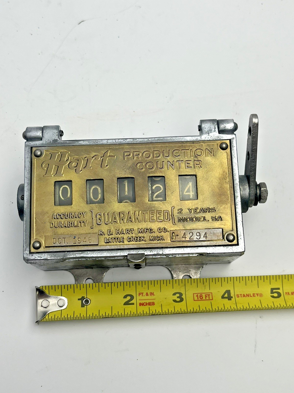 R.E. Hart MFG. CO. 1946 Mechanical Production Counter Model 5A Vintage USA