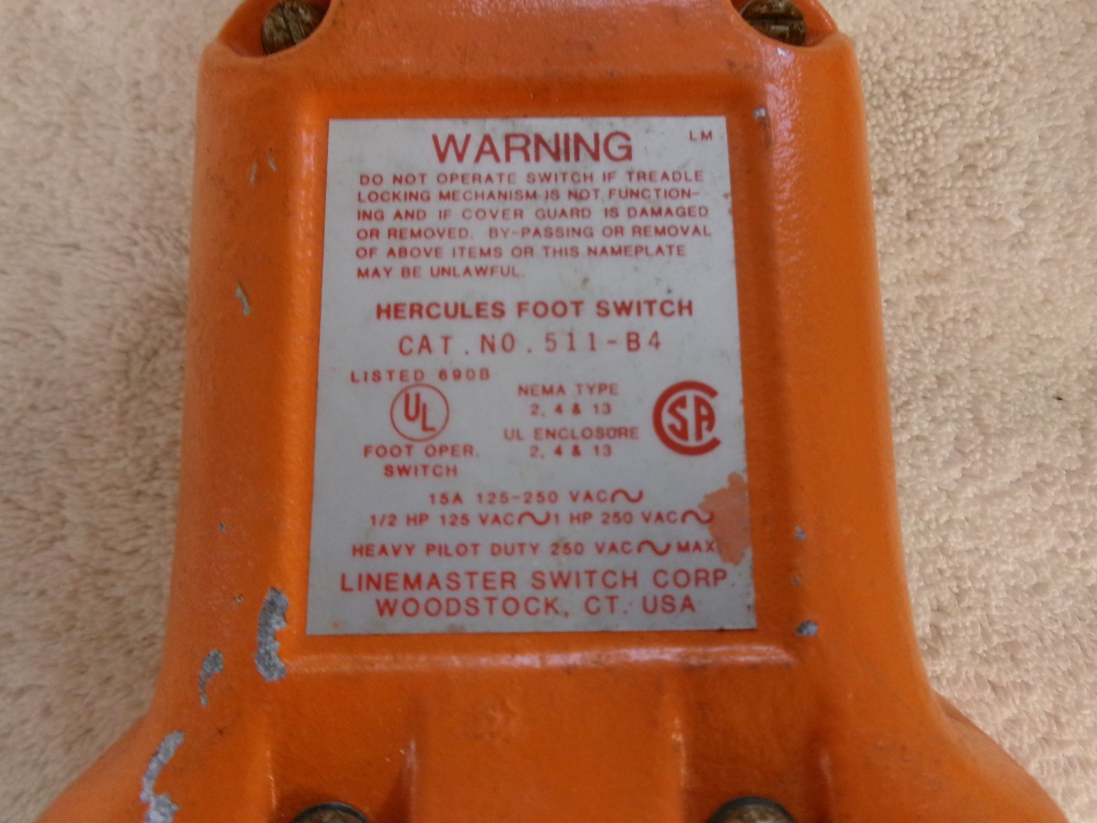 Linemaster Switch Corp Hercules Foot Switch 511-B4 #2