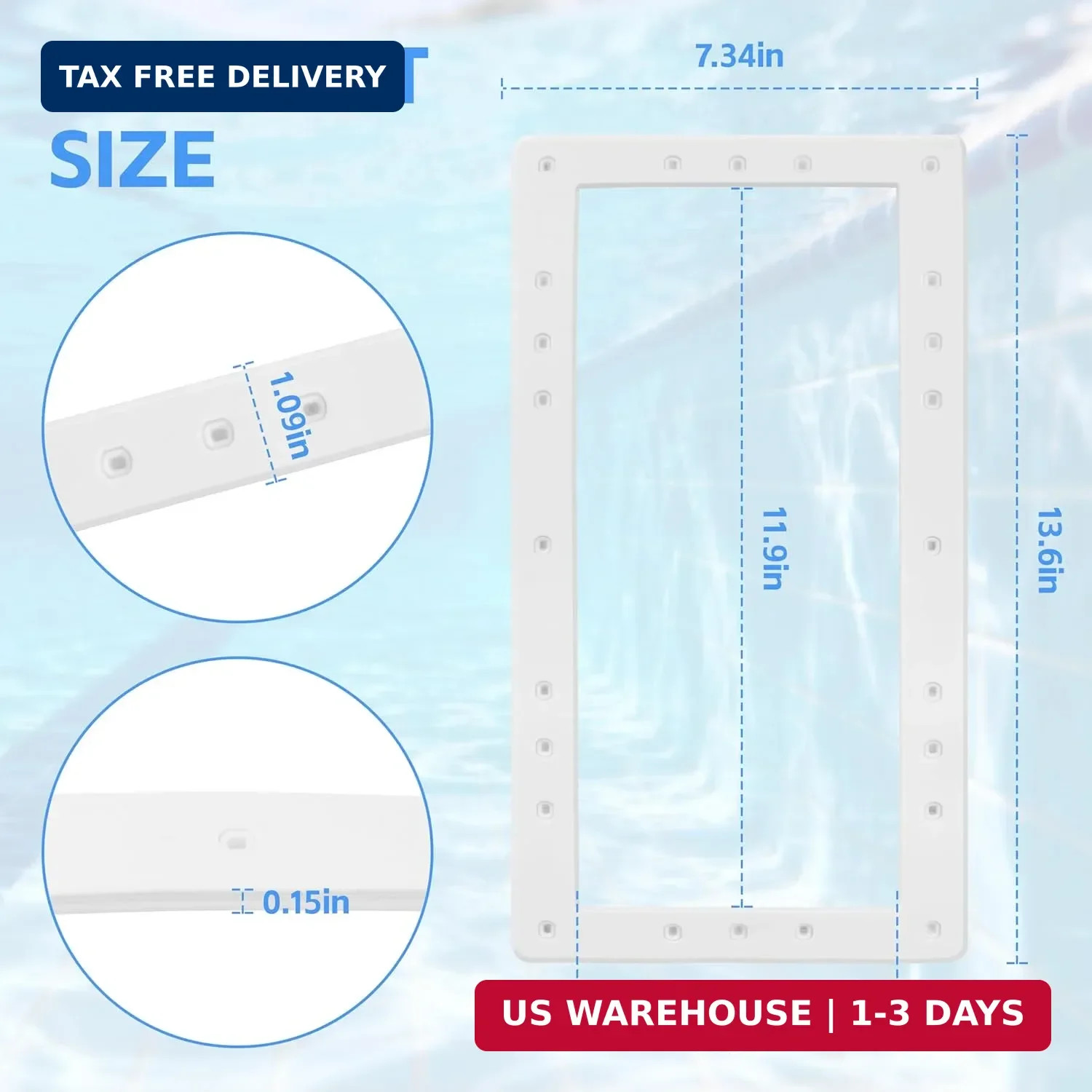 3-Pack 13 3/4″ x 7.5″ Wide Mouth Above Ground Pool Skimmer Gasket for SPX1091Gw,