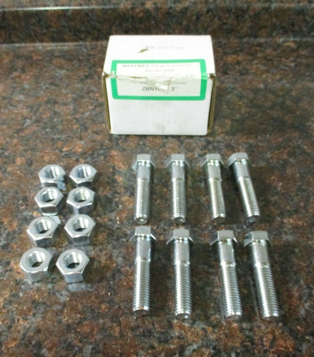 BOX OF 8 NOS Whitney ZBN150-3″ Flange Hex Bolts & Nuts FREE SHIPPING