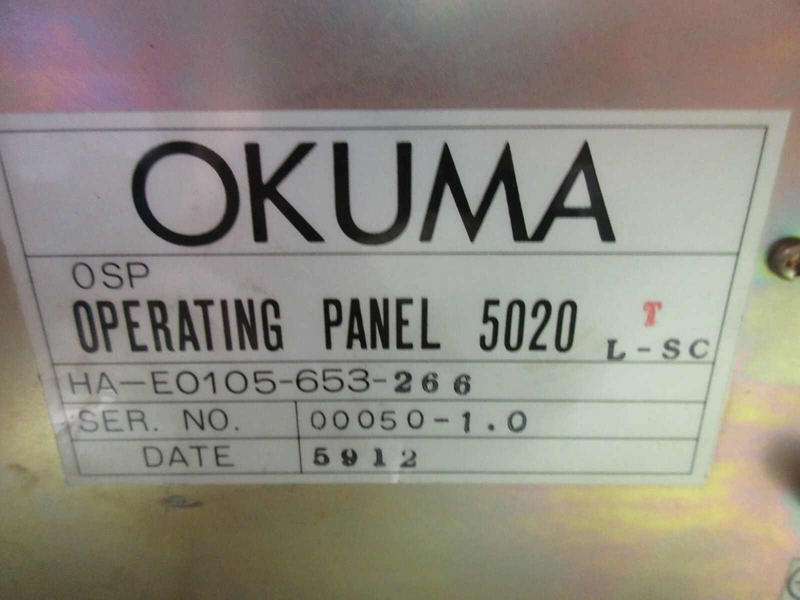 OKUMA LR15 OSP5020 MONITOR OPERATING PANEL HA-E0105-653-266 L-SC DISPLAY WARANTY
