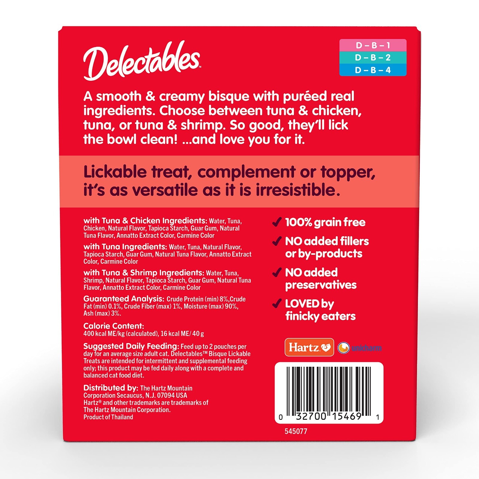 4 PACK Delectables Bisque Lickable Wet Cat Treats – Chicken, Tuna & Shrimp, 12ct
