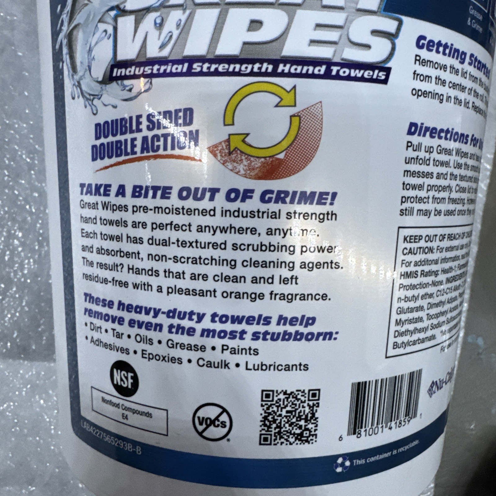 Nu-Calgon 4185-75 Great Wipes Hand Wipes POWER (75 Count) REPLACEMENT MPN