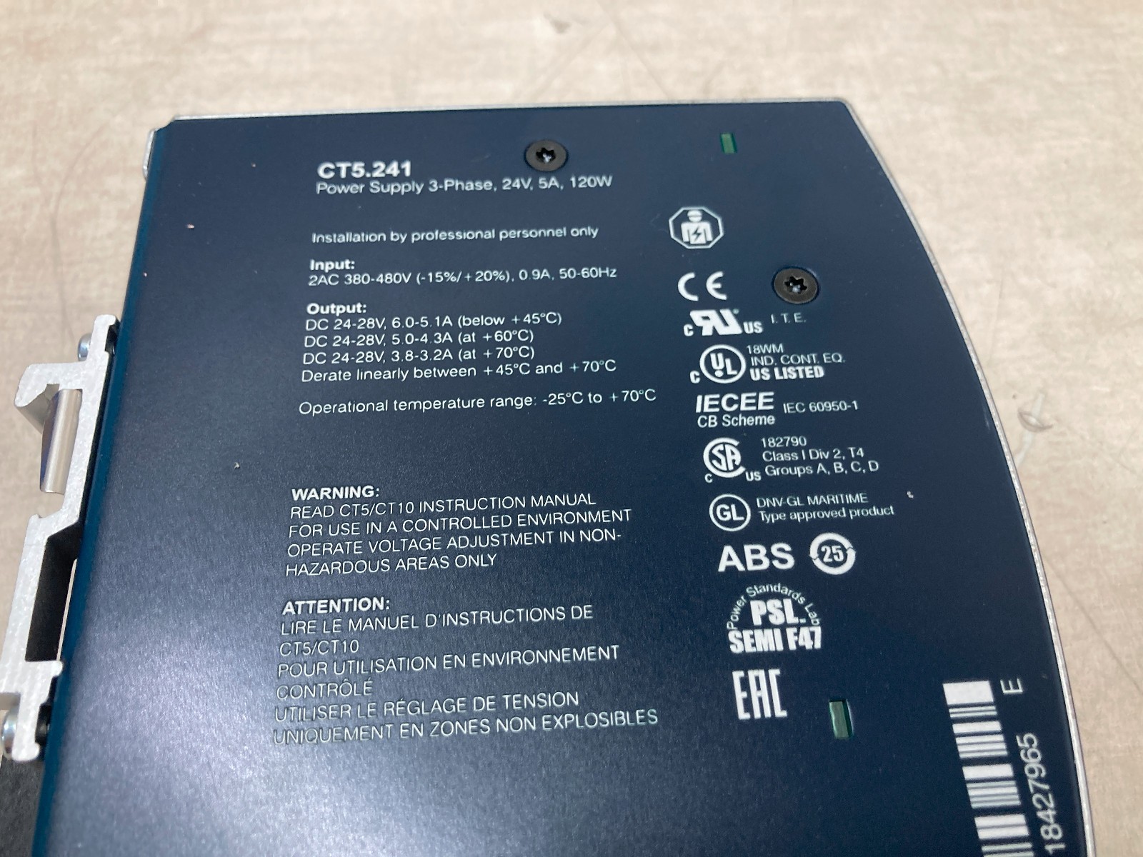 Lot of 2 PULS Dimension CT5 Power Supply CT5.241 3Phase 24V 5A 120W