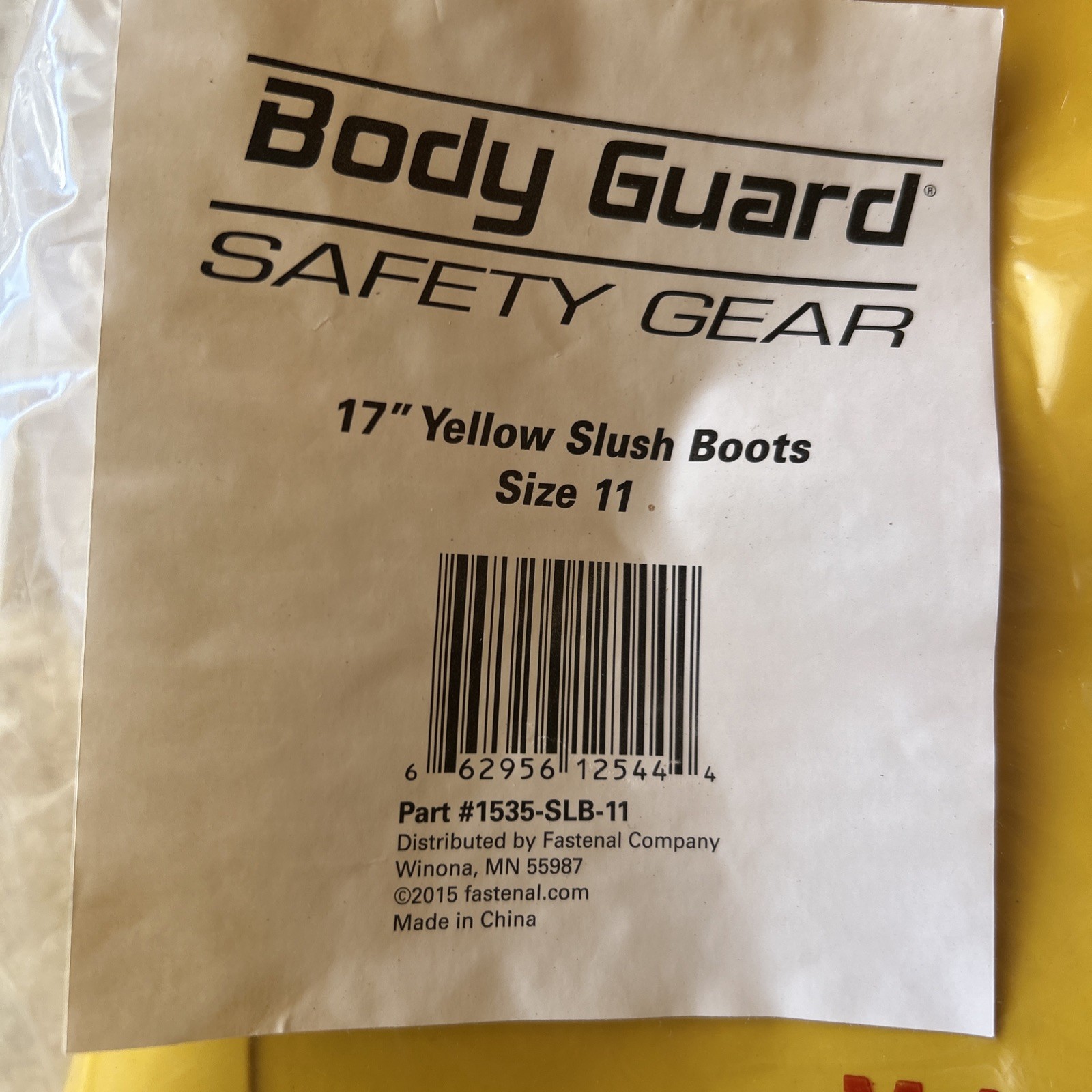 BODY GUARD 1535-SLB-11 YELLOW SAFETY GEAR/SLUSH BOOTS, SIZE 11 New