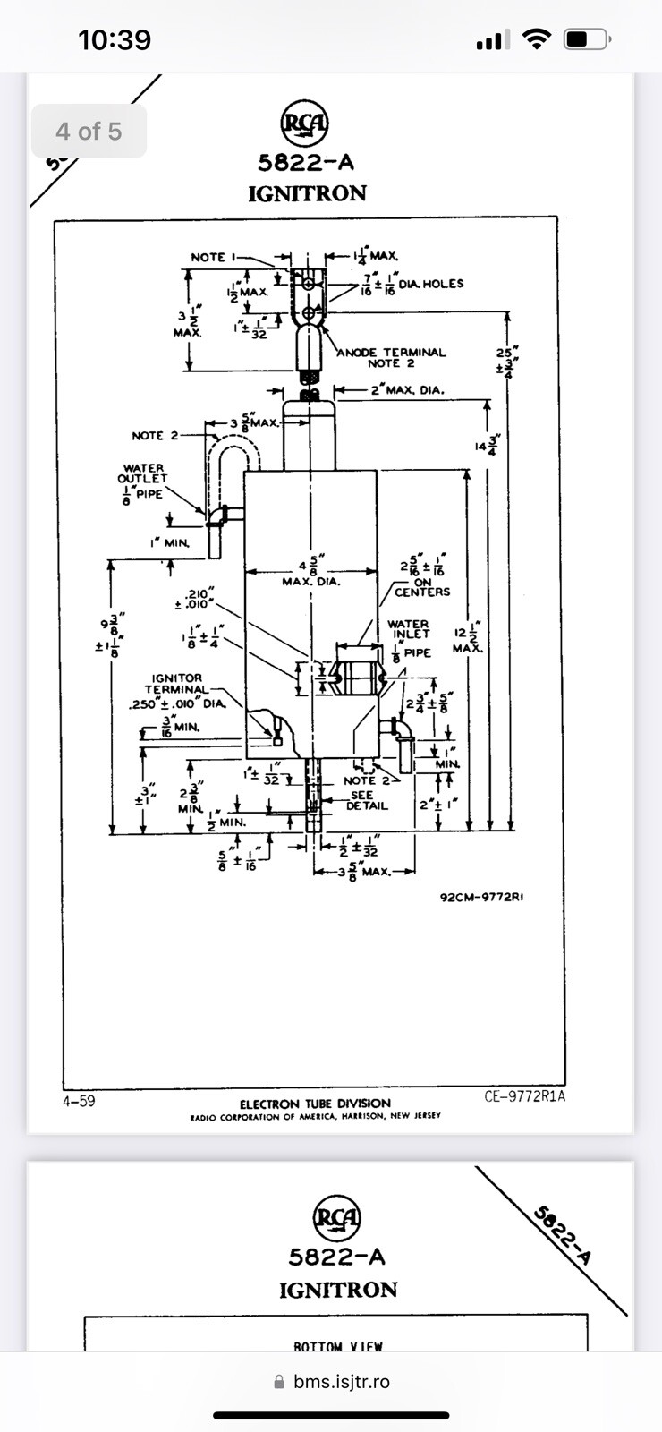 GE GL-5822-A Ignitron ATER-COOLED, STEEL-JACKETED, MERCURY-POOL-CATHODETYPE USA